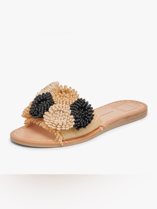 Dolce Vita Shoes - NIB Dolce Vita womens Danela Beaded Floral Raffia Slide Sandal Natural/Black 7.5